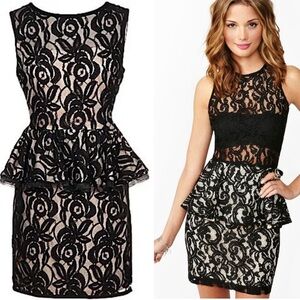 Elegant Lace Peplum Dress